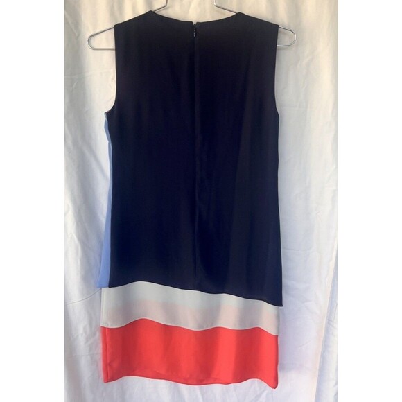 BCBGMaxazria Haley Layered Shift Dress Size 0 Mod Sleeveless Colorblock Career - Picture 4 of 7
